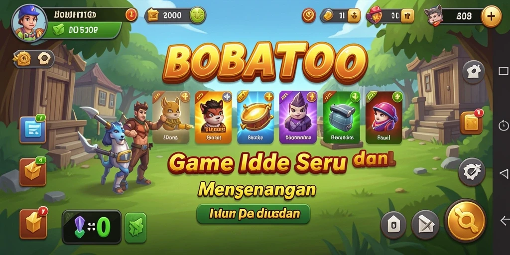 Tampilan gameplay menarik dari BOBATOTO dengan karakter unik.