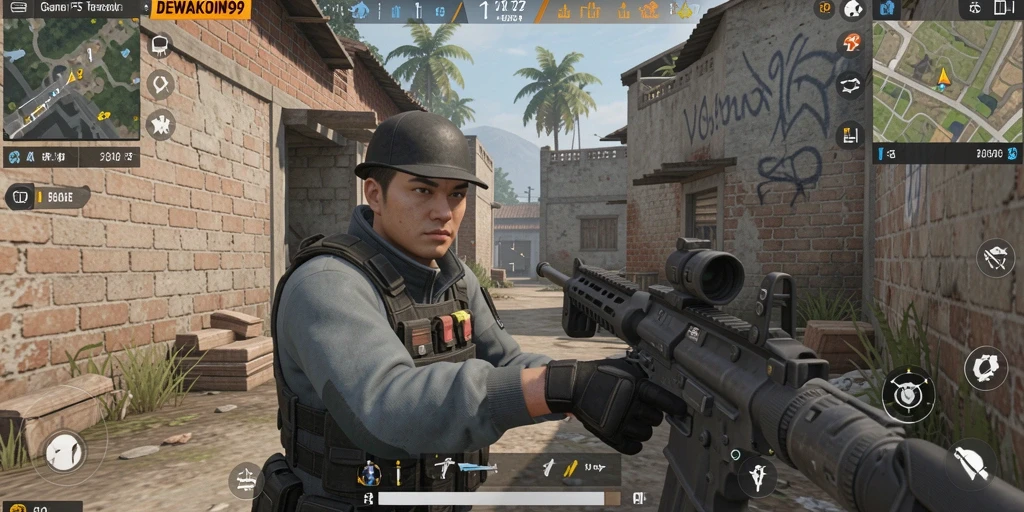Tampilan gameplay seru di DEWAKOIN99 dengan aksi tembak-menembak yang mendebarkan.