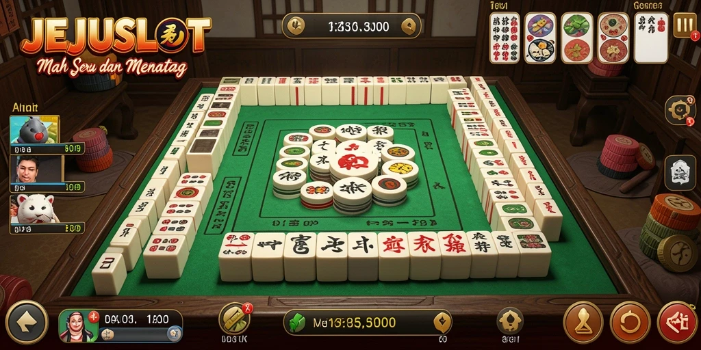 Tampilan menyerupai permainan Mahjong yang menantang dan menarik.