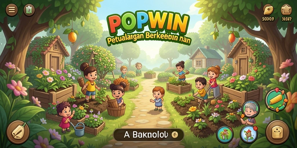Screenshot menunjukkan gameplay menarik saat merawat tanaman di POPWIN.