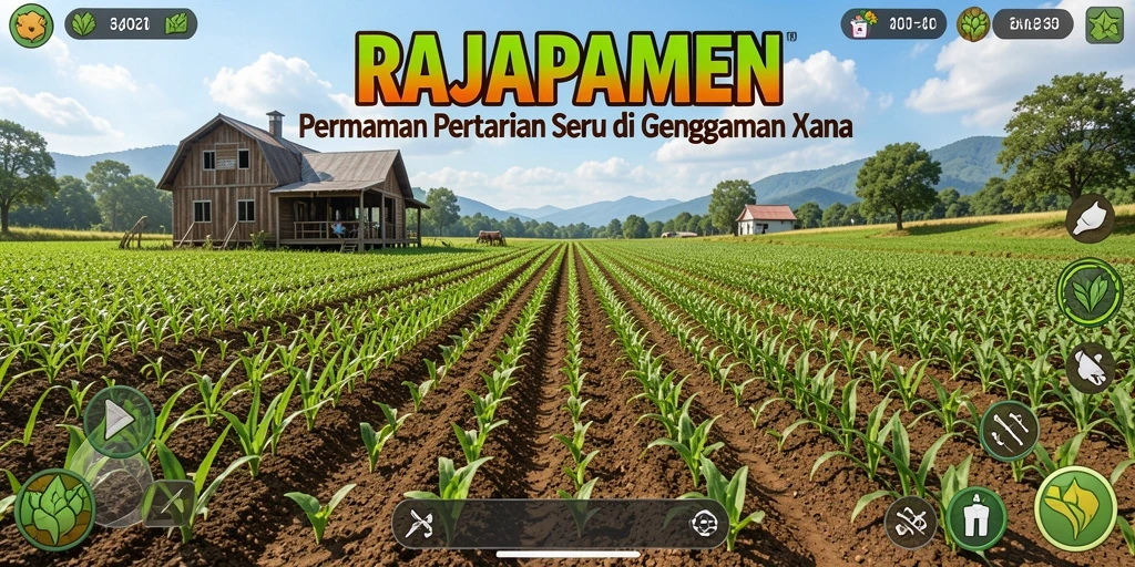 Tangkapan layar menunjukkan gameplay menanam dan merawat tanaman di RAJAPAMEN.