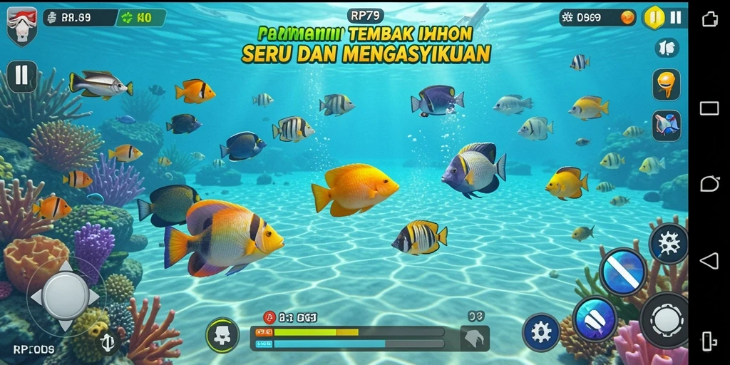 Menampilkan aksi seru dalam Tembak Ikan dengan grafis menawan.